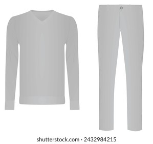 V neck  cardigan and pants. vector illustration