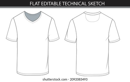 V Neck Flat Sketch Vector Sketch Stock Vector (Royalty Free) 2092083493