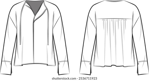 The V neck long sleeve blouse