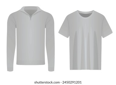 V neck long sleeve t shirt and short sleeve t shirt. vector