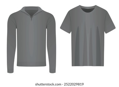 V neck long sleeve t shirt and short sleeve t shirt. vector