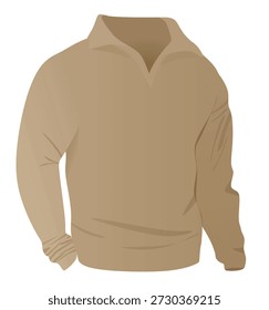 Camiseta de manga larga con cuello en pico. Vector