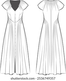 A V neck ruffle midi dress