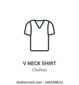 V neck shirt outline vector icon. Thin line black v neck shirt icon, flat vector simple element illustration from editable clothes concept isolated stroke on white background