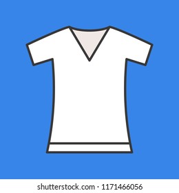v neck t shirt, filled color outline editable stroke