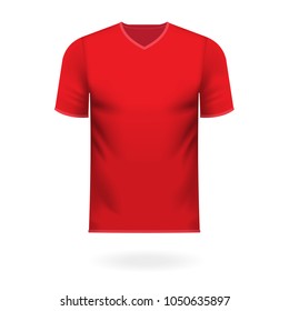 V neck tee shirt in generic red color as vector illustration