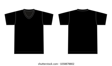V neck t-shirt illustration (black) 
