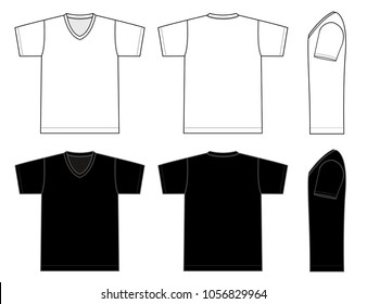 V neck t-shirt  illustration (white/black)