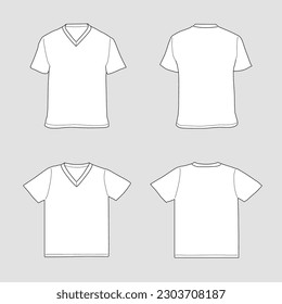 v neck T-shirt template set, vector illustration
