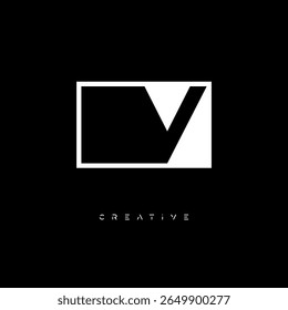 V Negative Space Monogram – Minimalist Black and White Letter mark Logo for Creative Branding, Fashion Identity and Modern Design Concepts
