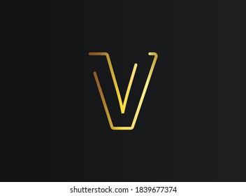 V number logo, modern and elegant golden design. Eps10  vector illustration         