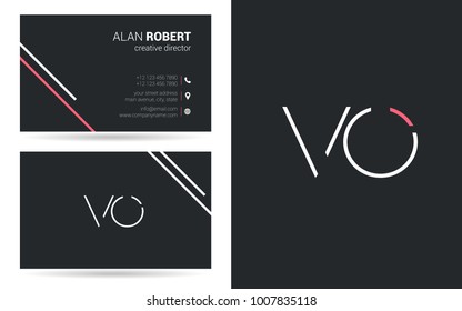 V & O joint logo stroke letter design with business card template