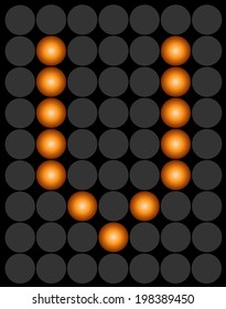 V orange dotted digital led alphabet letter