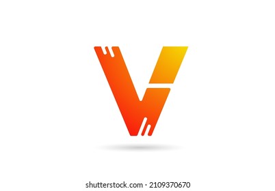V diseño de icono del logotipo de la letra del alfabeto gradiente de color naranja. Plantilla creativa para el negocio