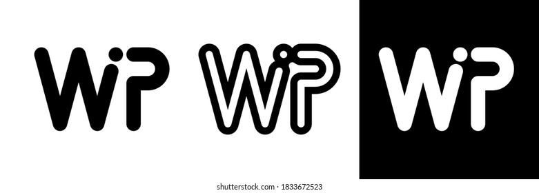 V I P black logo isolated on white background. Logo for your company design. Silhouette and outline variations. Vector illustration