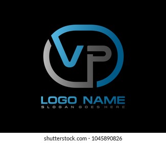 V P Initial circle logo template vector