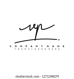 V P Initial handwriting logo vector