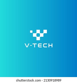V PIXEL TECHNOLOGY LOGO DESIGN