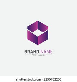 V and Polygon Box logo Design