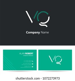 V & Q joint logo stroke letter design with business card template