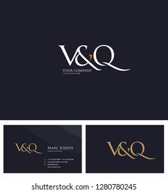 V & Q letters Joint logo icon and Business card vector template.
