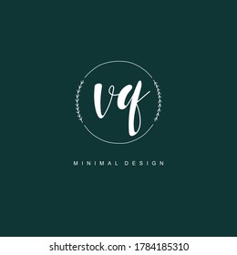 V Q VQ Initial handwriting or handwritten logo for identity. Logo with signature and hand drawn style.