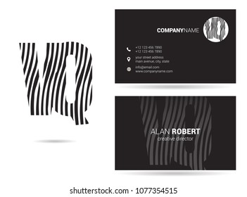 V & Q waves letter design with business card template