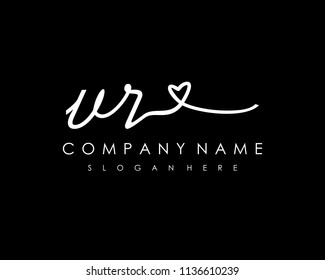 V R Initial handwriting logo vector