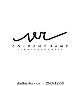 V R Initial handwriting logo vector