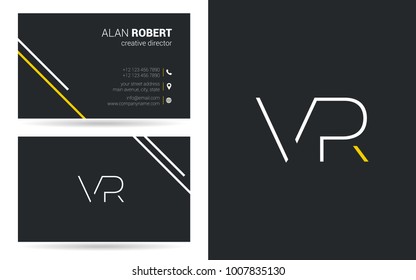 V & R joint logo stroke letter design with business card template