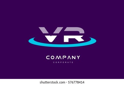 v r vr cyan magenta blue letter combination alphabet vector company logo icon sign design template 