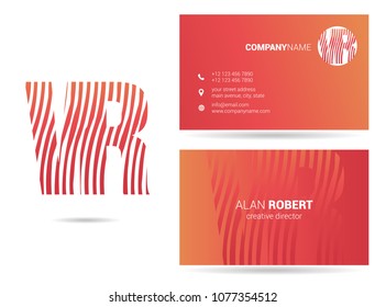 V & R waves letter design with business card template