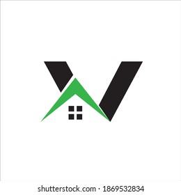 V real estate letter logo design