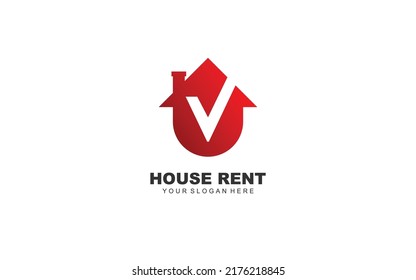 V real estate logo design inspiration. Vector letter template design for brand.