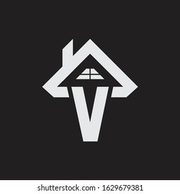 V real estate logo template