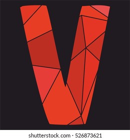 V red alphabet vector letter isolated on black background