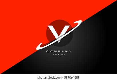 v red black white technology swoosh alphabet company letter logo design vector icon template 