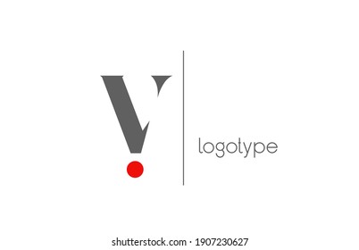 V red white grey unique alphabet letter logo for business. Creative corporate identity and lettering . Company branding icon design with red dot