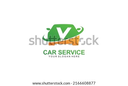 V rent car logo design inspiration. Vector letter template design for brand.