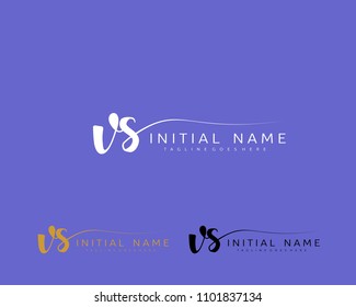 V S Initial handwriting logo vector. Hand lettering for designs.
