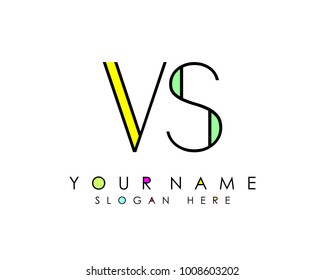 V & S initial minimalist logo template vector