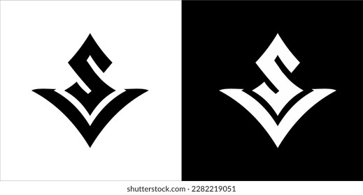 V And S Logo Design With Black And white Background. Creative vs .Letter VS \ VS Logo Design.