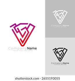 V- und S-Logo mit Designkombination, Liniendesign im Vergleich zu Logos