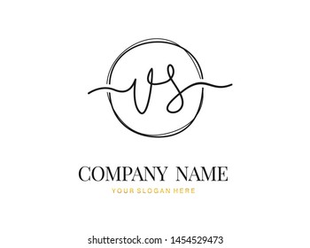 V S VS Initial handwriting logo design with circle. Beautyful design handwritten logo for fashion, team, wedding, luxury logo.