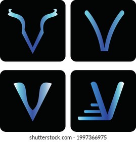 v shape letter logos vector