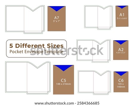 V Shape Pocket envelope Dieline Template