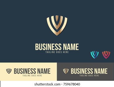 V Shield Logo Template Design Vector