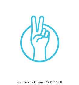 V sign hand gesture vector symbol