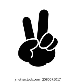 V Sign Hand Gesture. For Victory Sign. Peace Sign Illustration Icon. Finger Showing Number Two.