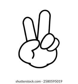 V Sign Hand Gesture. For Victory Sign. Peace Sign Illustration Icon. Finger Showing Number Two.